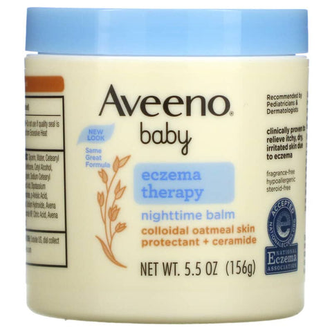 Aveeno, Baby, Eczema Therapy, Nighttime Balm, Fragrance Free, 5.5 oz (156 g) Expiry 07.2024