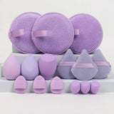 15-Piece Purple Lazy Beauty Makeup Sponge Set