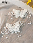 SHEIN 2pcs Faux Pearl Butterfly Design Hair Clip