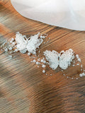 SHEIN 2pcs Faux Pearl Butterfly Design Hair Clip