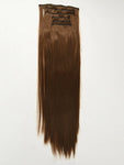 SHEIN 16 clips in 6 parts Long Straight Synthetic Hair Extension - Brown