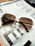 Shein - Metal Square Frame Sunglasses