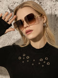 Shein - Metal Square Frame Sunglasses