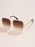 Shein - Metal Square Frame Sunglasses