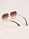 Shein - Metal Square Frame Sunglasses