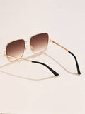 Shein - Metal Square Frame Sunglasses