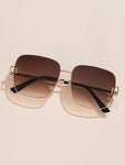 Shein - Metal Square Frame Sunglasses