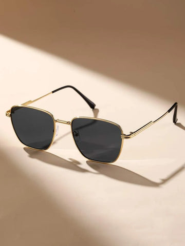 Shein - Metal Frame Sunglasses Black