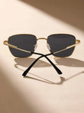 Shein - Metal Frame Sunglasses Black