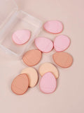 SHEIN 10pcs Water-drop Shaped Makeup Puff With Storage Box finger puff