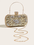 SHEIN Rhinestone Decor Chain Box Bag / Fancy Clutch