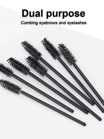 5 pcs Disposable Transparent BLACK Eyelash Extension Brush - Spooly