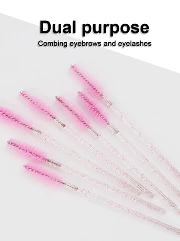 5 pcs Disposable Transparent Pink Eyelash Extension Brush - Spooly