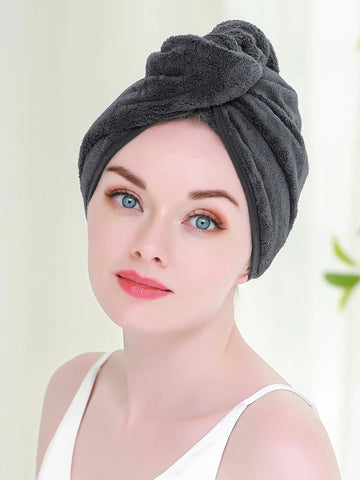 Shein - Hair Drying Cap Towel / Hair Turban -  Black