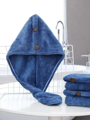 Shein - Hair Drying Cap Towel / Hair Turban - Blue