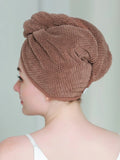 Shein - Hair Drying Cap Towel / Hair Turban -  Chocolate brown