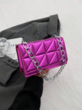 Shein - Quilted Chain square Bag Purple