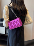 Shein - Quilted Chain square Bag Purple