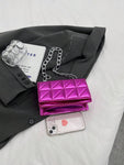 Shein - Quilted Chain square Bag Purple