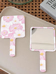 Shein Hand Makeup Mirror Pink flower Print