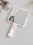 Shein Hand Makeup Mirror Pink flower Print