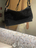 Shein - Studded Hobo Bag Black
