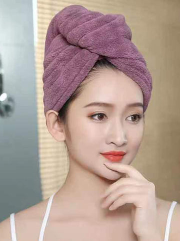 Shein - Hair Drying Cap Towel / Hair Turban -  Purple
