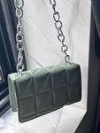 Shein - Quilted Chain square Bag Green
