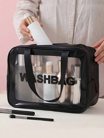 Shein - Beauty Bag Transparent Waterproof Toiletry Bag Black