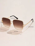 Shein - Metal Square Frame Sunglasses