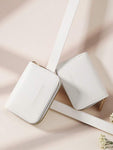 Shein - Double zipper wallet White