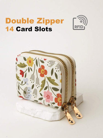 Shein - Flower printed Double zipper Wallet