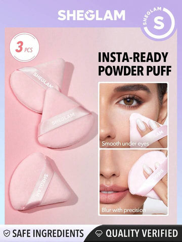 SHEGLAM - Insta Ready Powder Puff pack of 3 / Triangle puff pink