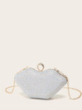 Shein Bridal Clutch - Silver white