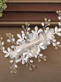1pc Bride Wedding Floral Gold Thread Hair Comb Accessory - HA10