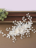 1pc Bride Wedding Floral Gold Thread Hair Comb Accessory - HA10