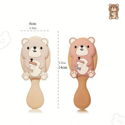 1pc Cute Cartoon Bear Hairdressing Comb - Apricot