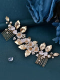 1pc Elegant Bride Alloy Flower Hair Comb - HA1