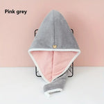 Coral Fleece Double Layer Thickened Hair Drying Water Towel - Pink And White, Pink Grey, Pink Green, Blue Grey