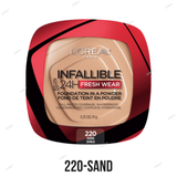 L'Oreal Paris Infallible 24H Fresh Wear Powder Foundation - 10-Porcelain, 20-Ivory, 120-Vanilla, 130-True Beige, 220-Sand