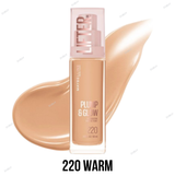 Maybelline Lifter Plump & Glow Foundation - 102 NEUTRAL, 110 WARM, 112 NEUTRAL, 115 COOL, 118 WARM, 120 NEUTRAL, 210 NEUTRAL, 220 WARM