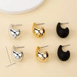 3 Pairs of Fashionable and Popular European and American Golden, Black and Silvery Classic and Fashionable Water Drop Women's Earrings Set