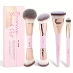 MAANGE 4-Piece Foundation Premium Brush Set - Black Beige, Black Gold, Pink Golden