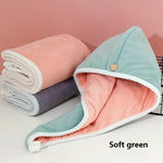 Coral Fleece Double Layer Thickened Hair Drying Water Towel - Pink And White, Pink Grey, Pink Green, Blue Grey