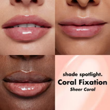 ELF - Glow Reviver Lip Oil - Crystal Clear - Clear, Honey Talks - Beige Brown, Pink Quartz - Sheer Light Pink, Coral Fixation -Sheer Coral, Jam Session - Black Cherry, Rose Envy - Rosewood, Red Delicious - Red, Money Mauve - Mauve, Hot as Fudge - Rich Brown, It's Giving Guava - Peachy Pink