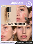 SHEGLAM Complexion Pro Long Lasting Breathable Matte Foundation - Linen, Buttercream, Porcelain, Fair, Chantilly, Bamboo, Shell, Nude, Acorn, Warm Vanilla, Sand, Peach, Honey, Butterscotch, Wheat, Golden