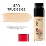 L'Oreal Paris Infallible 32 Hours Fresh Wear Foundation - 400 Pearl, 405 Porcelain, 410 Ivory, 415 Rose Ivory, 420 True Beige, 425 Linen, 430 Ivory Buff, 435 Rose Vanilla, 440 Natural Rose, 445 Vanilla, 450 Rose Beige, 455 Natural Buff, 465 Sand, 470 - Radiant Honey