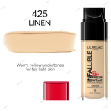 L'Oreal Paris Infallible 32 Hours Fresh Wear Foundation - 400 Pearl, 405 Porcelain, 410 Ivory, 415 Rose Ivory, 420 True Beige, 425 Linen, 430 Ivory Buff, 435 Rose Vanilla, 440 Natural Rose, 445 Vanilla, 450 Rose Beige, 455 Natural Buff, 465 Sand, 470 - Radiant Honey