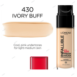L'Oreal Paris Infallible 32 Hours Fresh Wear Foundation - 400 Pearl, 405 Porcelain, 410 Ivory, 415 Rose Ivory, 420 True Beige, 425 Linen, 430 Ivory Buff, 435 Rose Vanilla, 440 Natural Rose, 445 Vanilla, 450 Rose Beige, 455 Natural Buff, 465 Sand, 470 - Radiant Honey