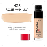 L'Oreal Paris Infallible 32 Hours Fresh Wear Foundation - 400 Pearl, 405 Porcelain, 410 Ivory, 415 Rose Ivory, 420 True Beige, 425 Linen, 430 Ivory Buff, 435 Rose Vanilla, 440 Natural Rose, 445 Vanilla, 450 Rose Beige, 455 Natural Buff, 465 Sand, 470 - Radiant Honey
